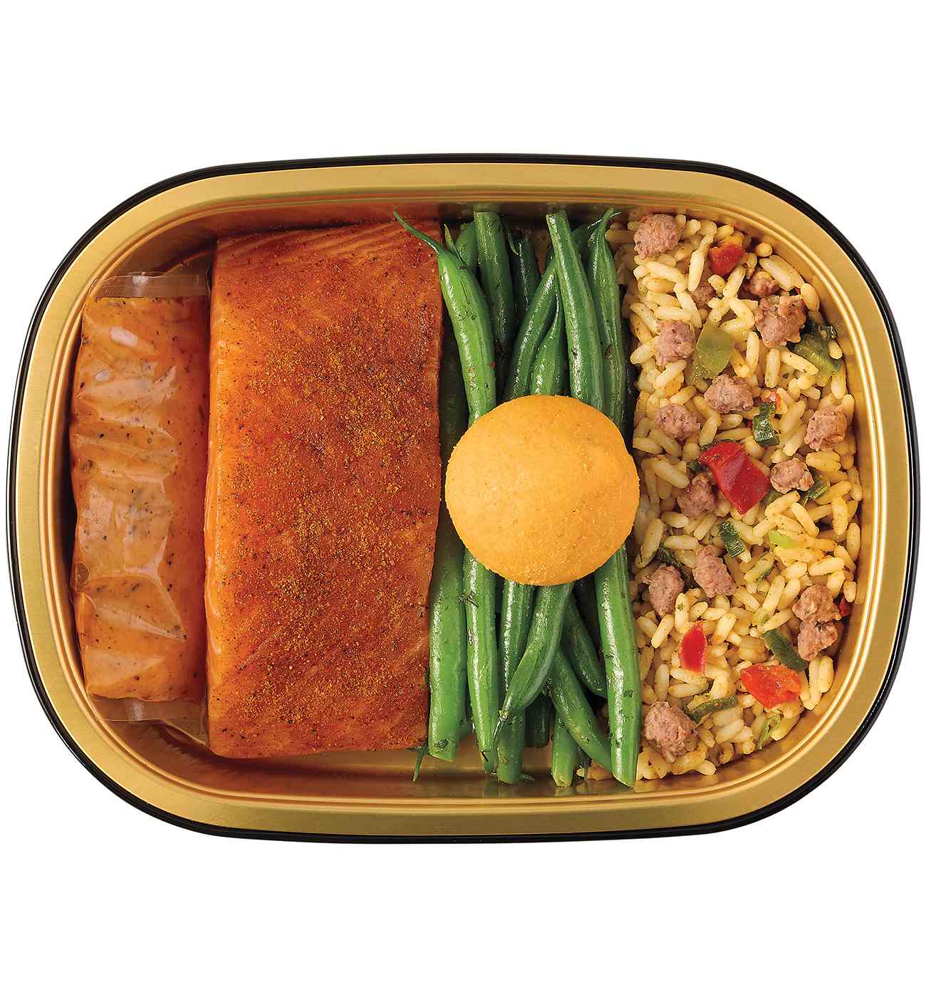 Bayou Boil House by H-E-B Cajun Salmon Rice & Green Beans; image 1 of 4