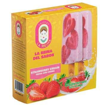 La Reina Paletas Frozen Fruit Bars - Strawberry Cream, 6 ct