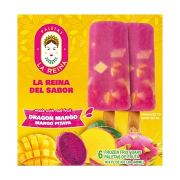 La Reina Paletas Frozen Fruit Bars - Dragon Mango Pitaya, 6 ct