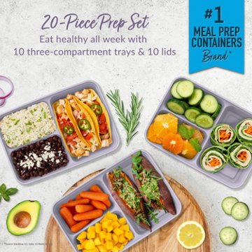 Bentgo Prep 3 Compartment Container - Lilac, 10 pk