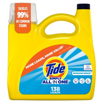 Tide Simply Clean All In One, 138 Loads - Refreshing Breeze, 182 oz