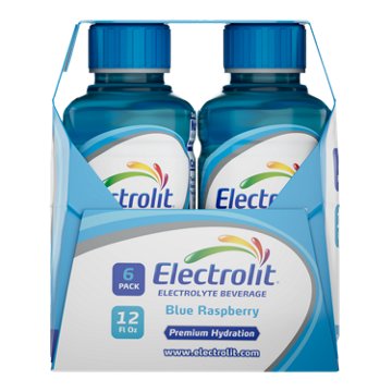 Electrolit Electrolyte Hydration Beverage – Blue Raspberry 6 pk Bottles, 12 oz