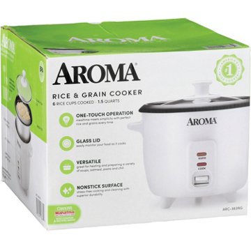AROMA Rice Cooker - White, 6 cup