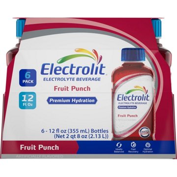 Electrolit Premium Hydration Drink - Fruit Punch, 6 pk, 12 oz