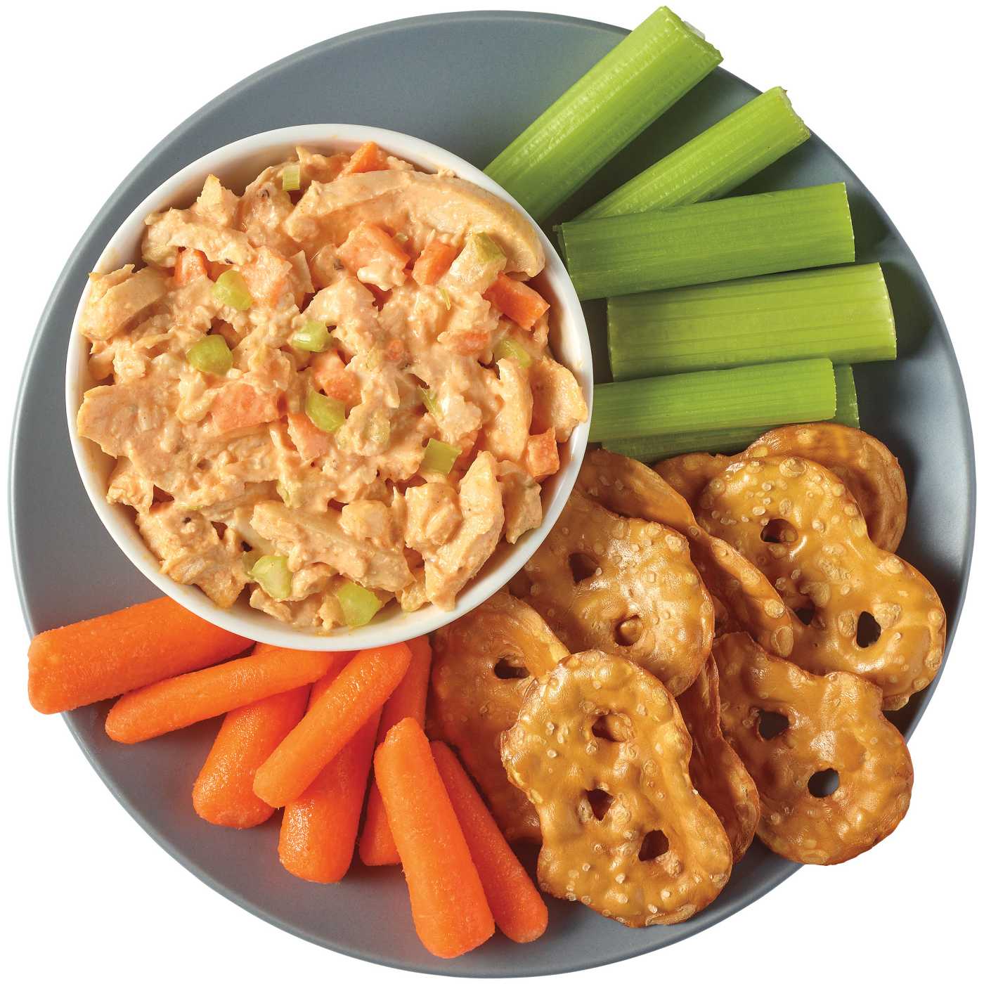 Meal Simple by H-E-B Snack Tray - Buffalo Chicken Salad, Celery, Carrots & Pretzels; image 2 of 3