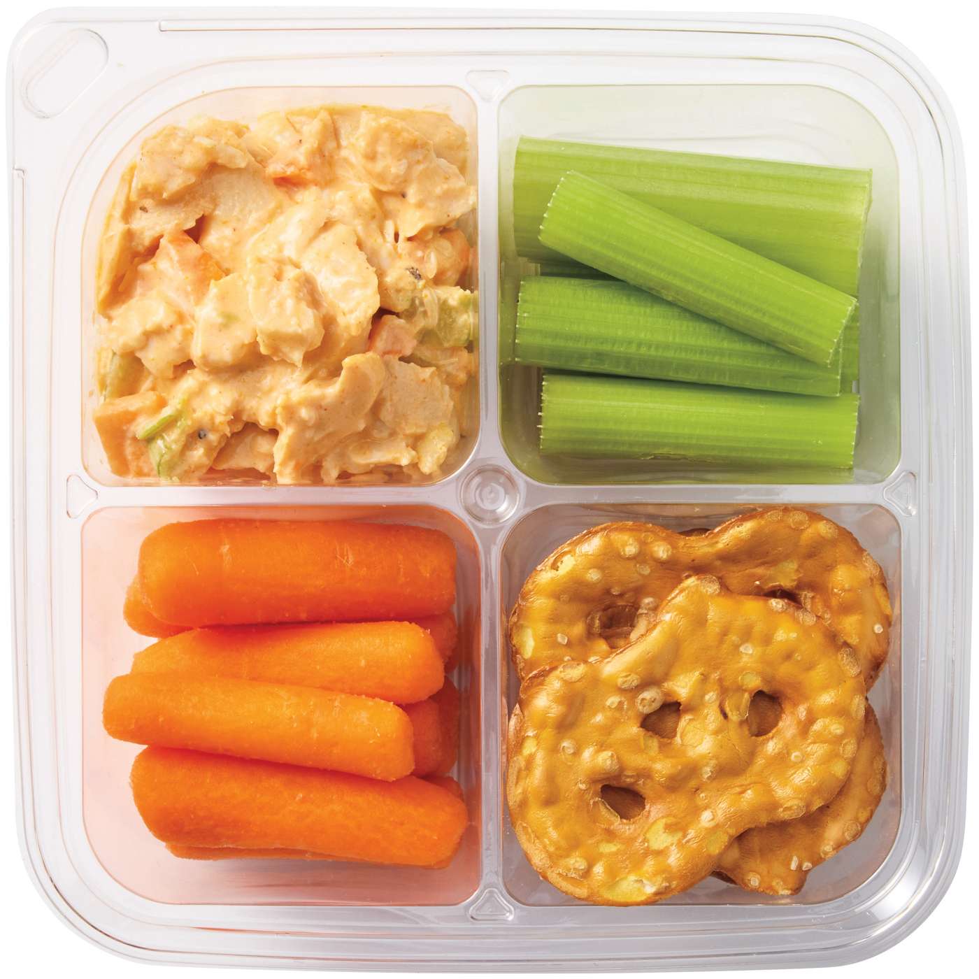 Meal Simple by H-E-B Snack Tray - Buffalo Chicken Salad, Celery, Carrots & Pretzels; image 3 of 3