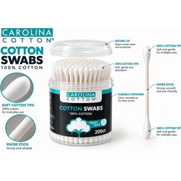 Carolina Cotton Cotton Swabs, 200 ct