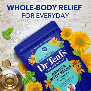 Dr Teal's Pure Epsom Salt Magnesium Soaking Solution - Arnica Body Relief, 3 lb