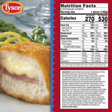 Tyson Frozen Stuffed Chicken Breasts Cordon Bleu