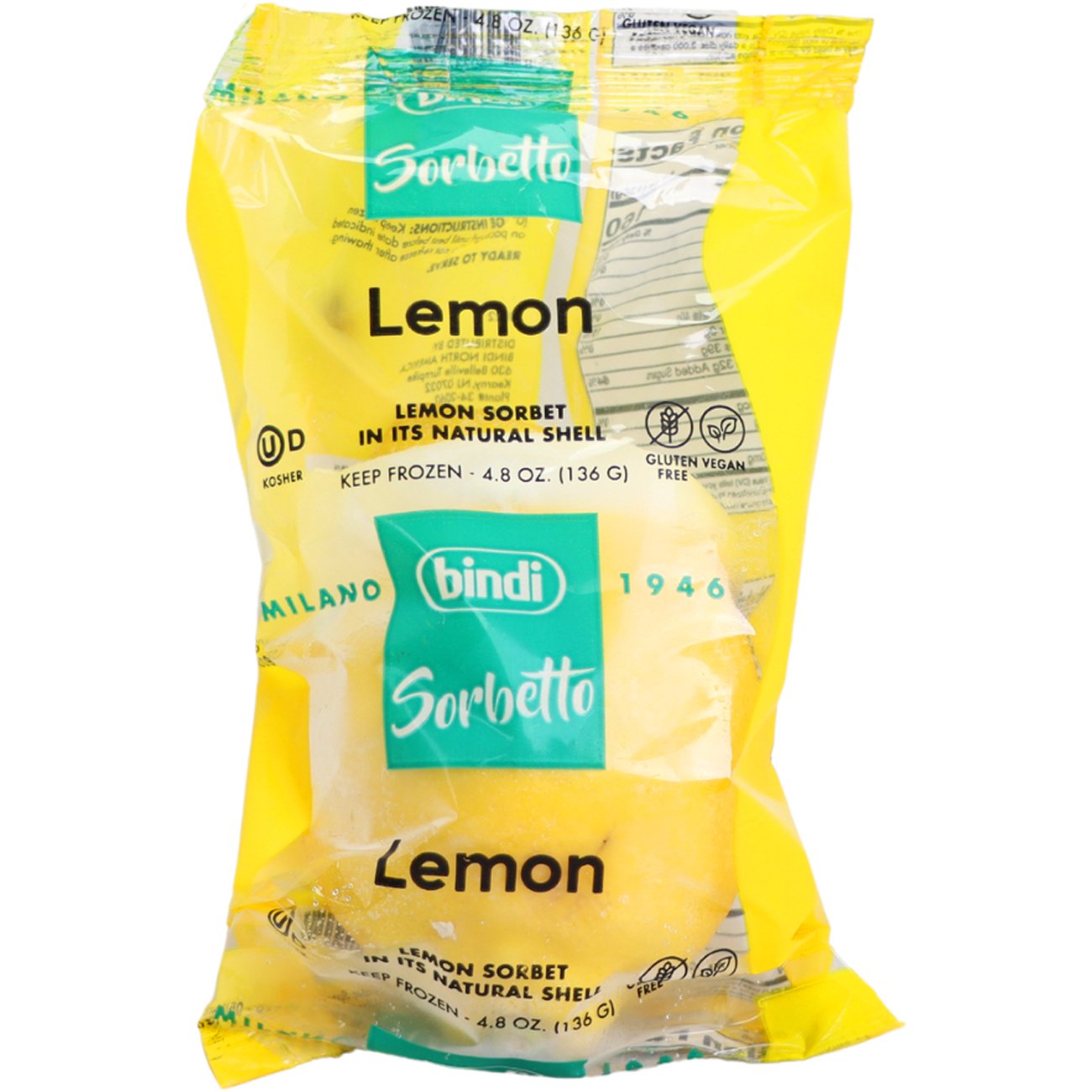 sorbet Bindi Lemon Sorbet in Natural Lemon Shell, 4.8 oz