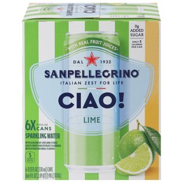 San Pellegrino Ciao Lime Sparkling Water 6 pk Cans