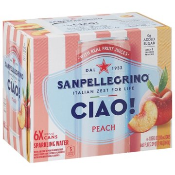 San Pellegrino Ciao Peach Sparkling Water 6 pk Cans