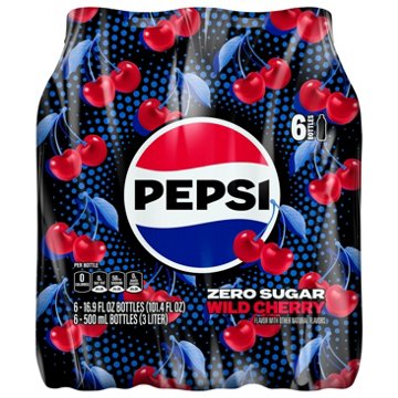Pepsi Zero Sugar Wild Cherry Soda 6 pk Bottles