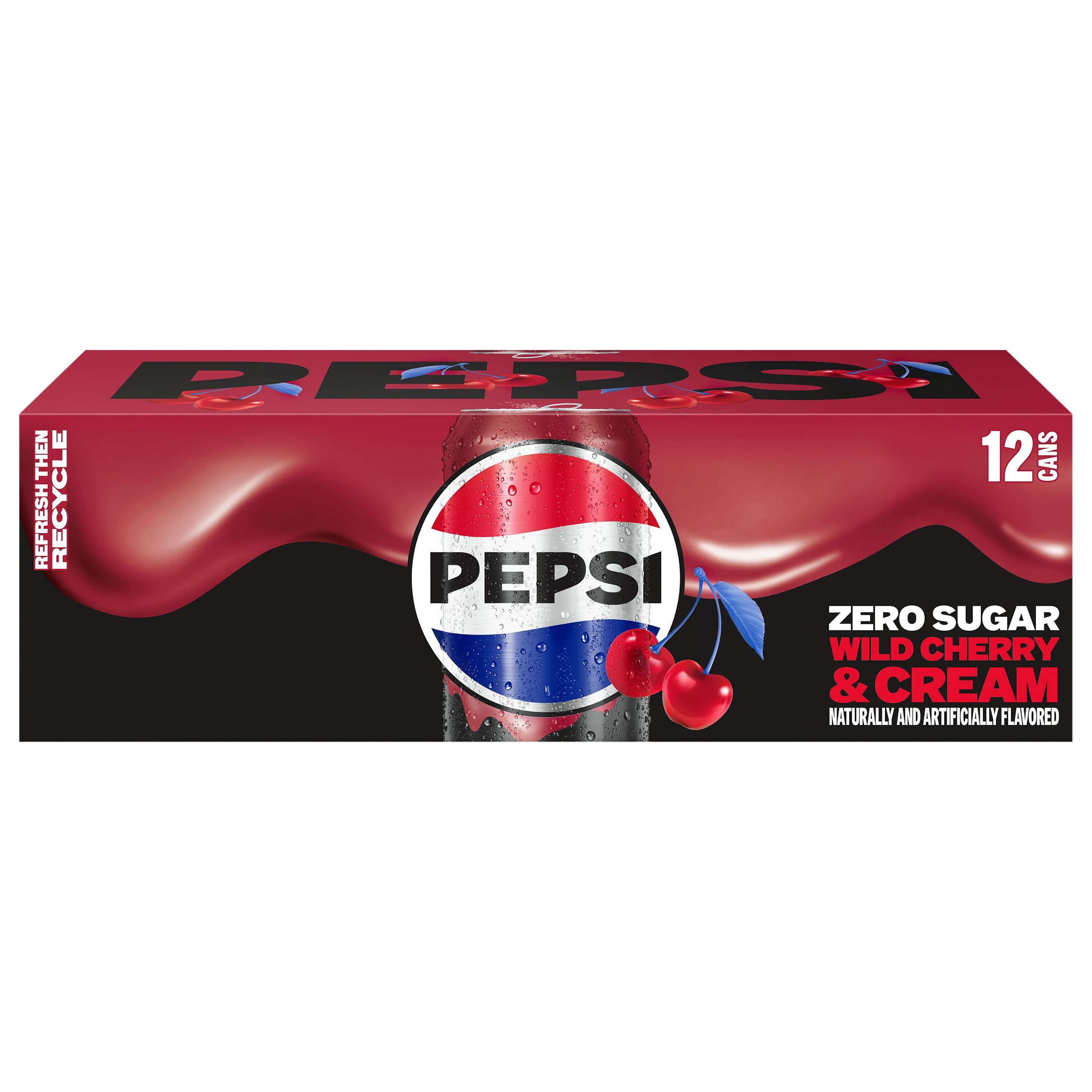 Pepsi Zero Sugar Wild Cherry & Cream Soda Soft Drink 12 pk Cans