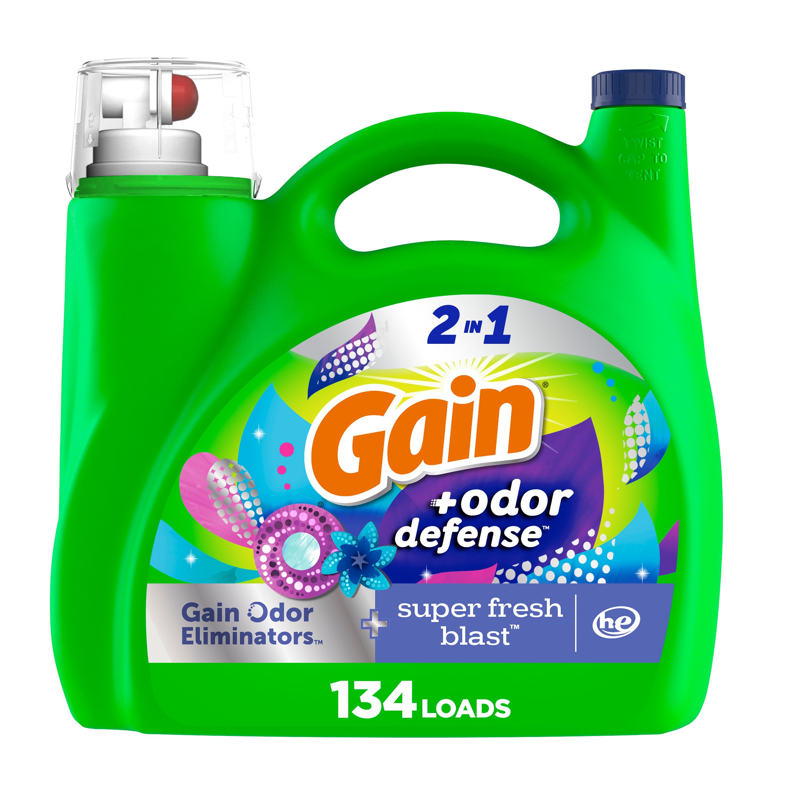 Gain Liquid Detergent Odor Defense, 134 Loads - Super Fresh Blast ...