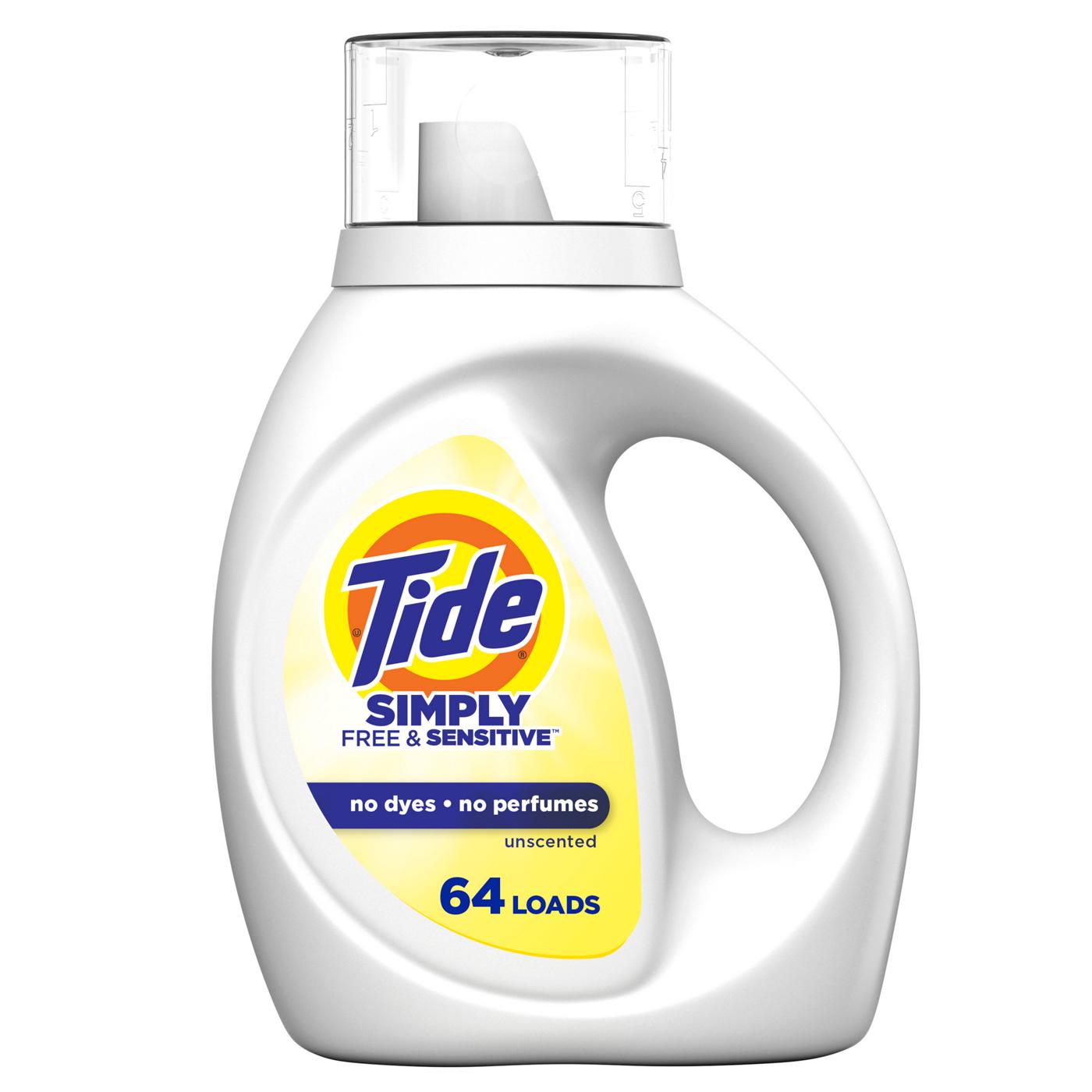Tide Simply Free & Sensitive Liquid Laundry Detergent, 64 Loads, Unscented; image 1 of 7