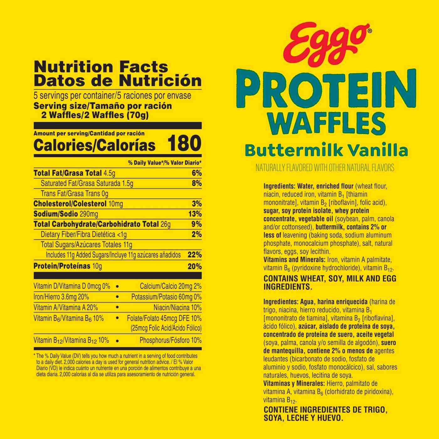 Eggo Buttermilk Vanilla 10g Protein Frozen Waffles; image 6 of 10