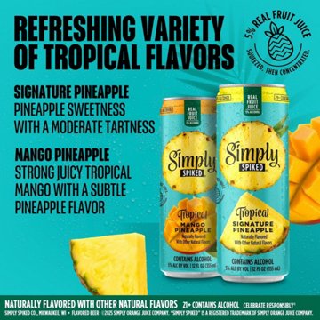Simply Spiked Lemonade Tropical Variety 12 pk Cans, 12 oz