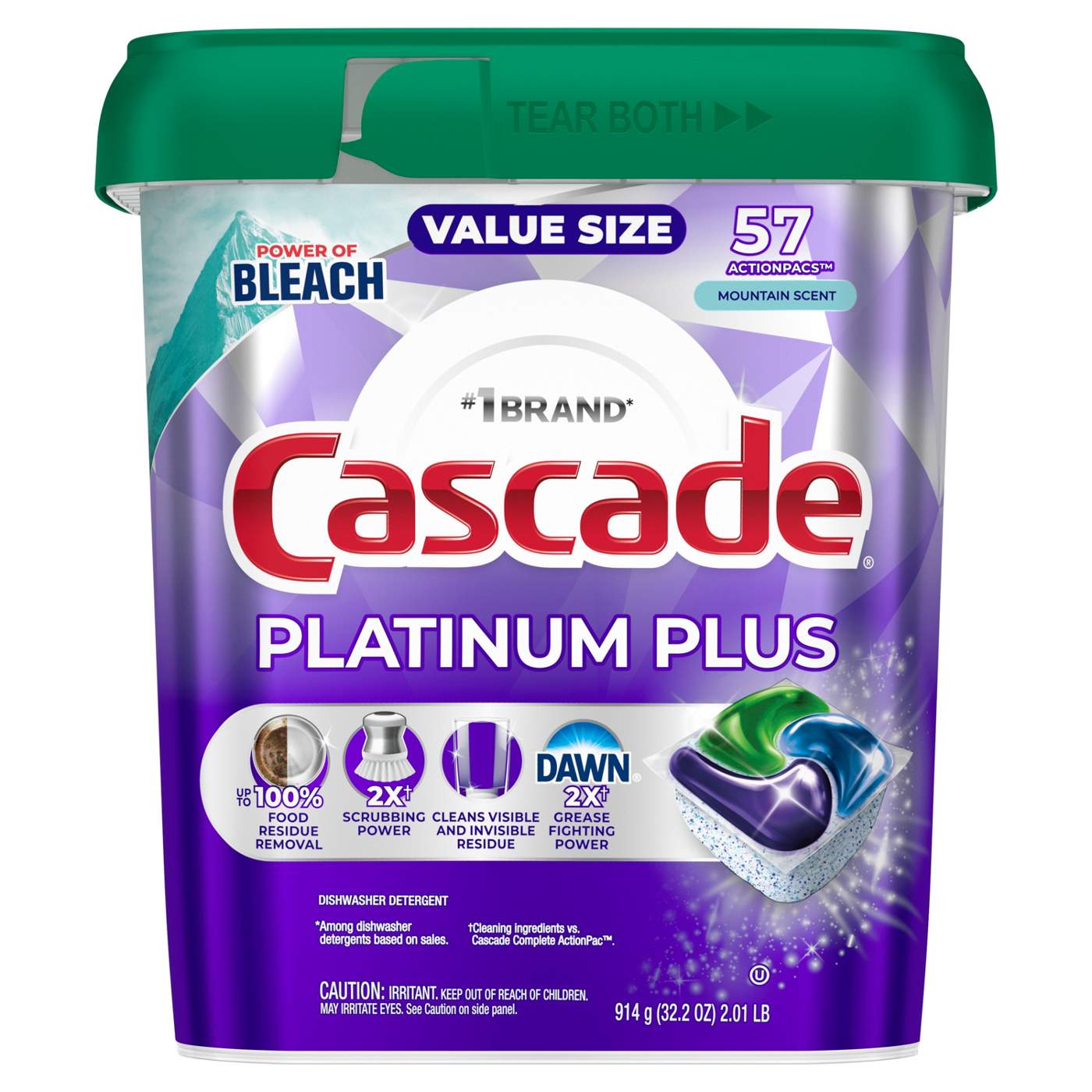 Cascade Platinum Plus Dishwasher Pods, Mountain Scent; image 1 of 10