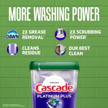 Cascade Platinum Plus Dishwasher Pods, Mountain Scent, 57 ct
