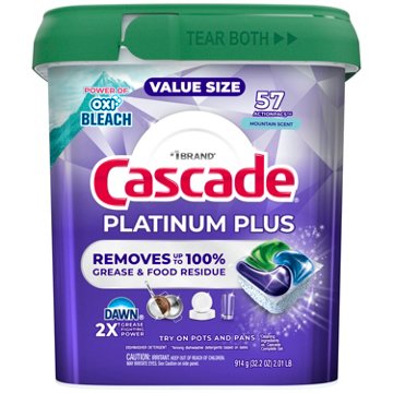 Cascade Platinum Plus Dawn Dishwasher Pods - Mountain Scent, 57 ct