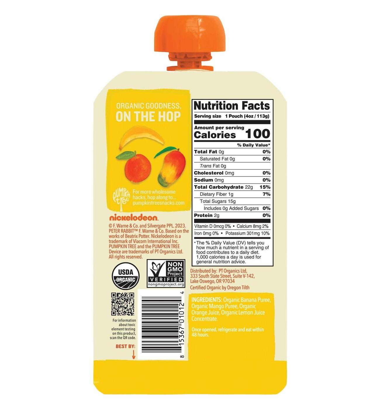 Pumpkin Tree Organics Fruit Puree - Banana Mango & Orange; image 2 of 2