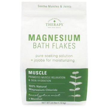 Village Naturals Therapy Magnesium Muscle Relief Soaking Solution Bath Flakes, 40 oz