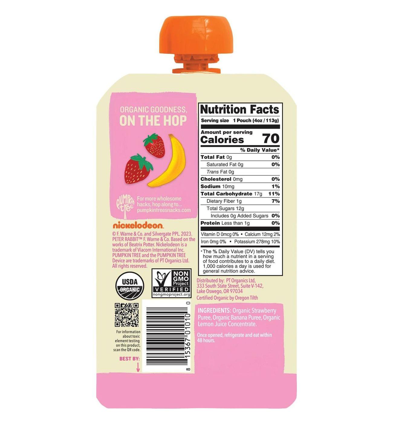 Pumpkin Tree Organics Fruit Puree - Strawberry & Banana; image 2 of 2