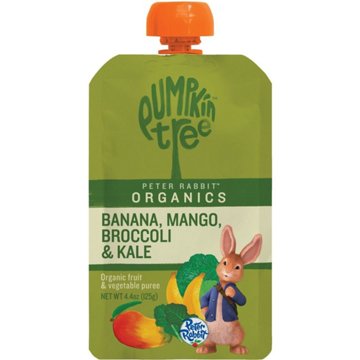 Pumpkin Tree Organics Fruit & Vegetable Puree - Banana Mango Broccoli & Kale, 4.4 oz