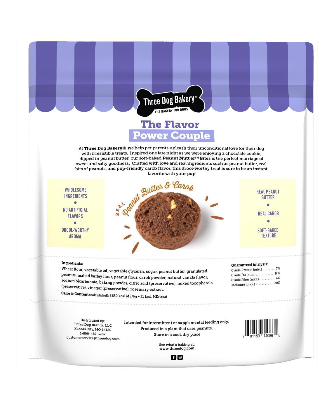 Three Dog Bakery Peanut Mutter Bites - Shop Soft & chewy treats at H-E-B