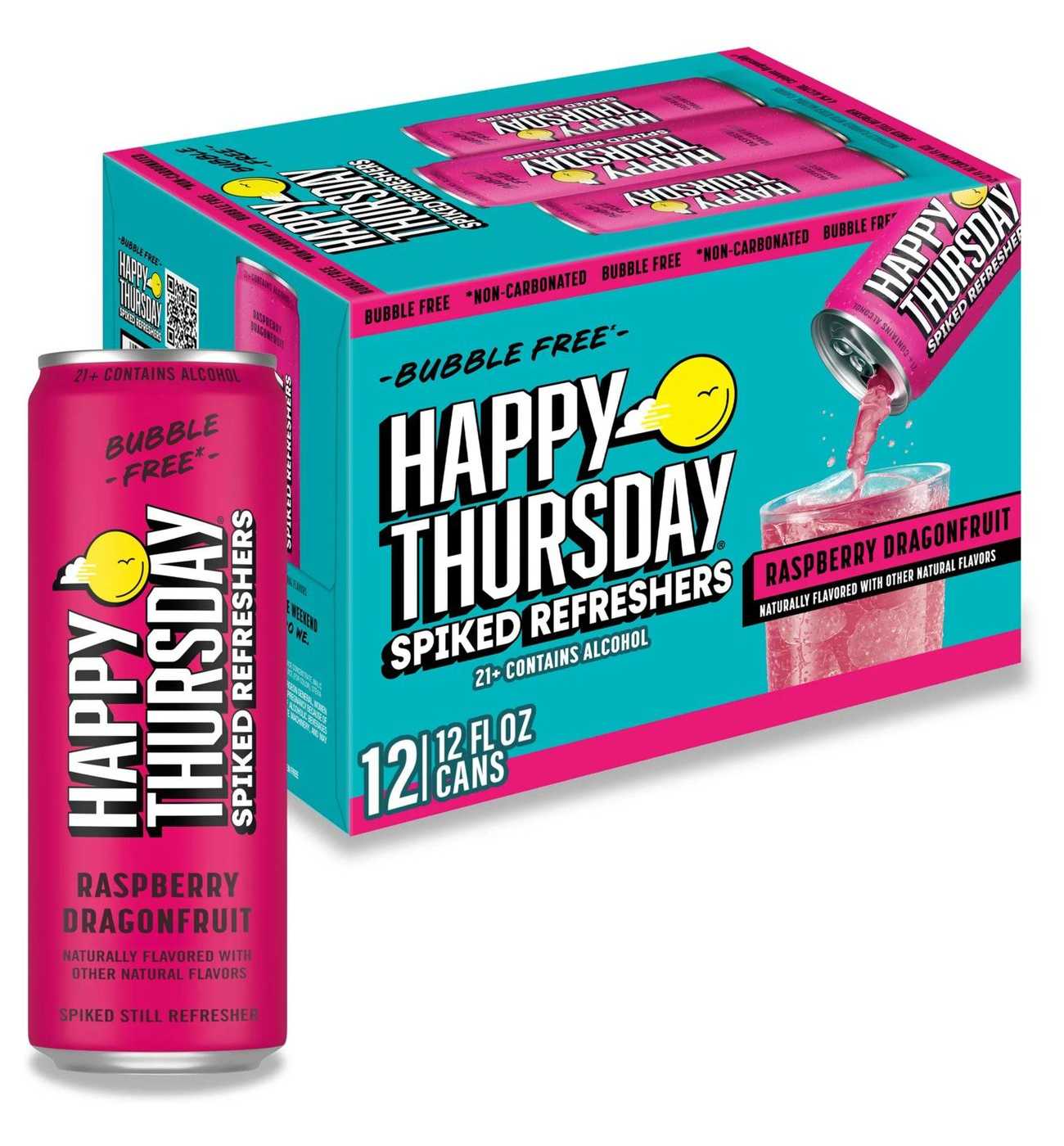 Happy Thursday Spiked Refreshers Raspberry Dragon Fruit 12 pk Cans