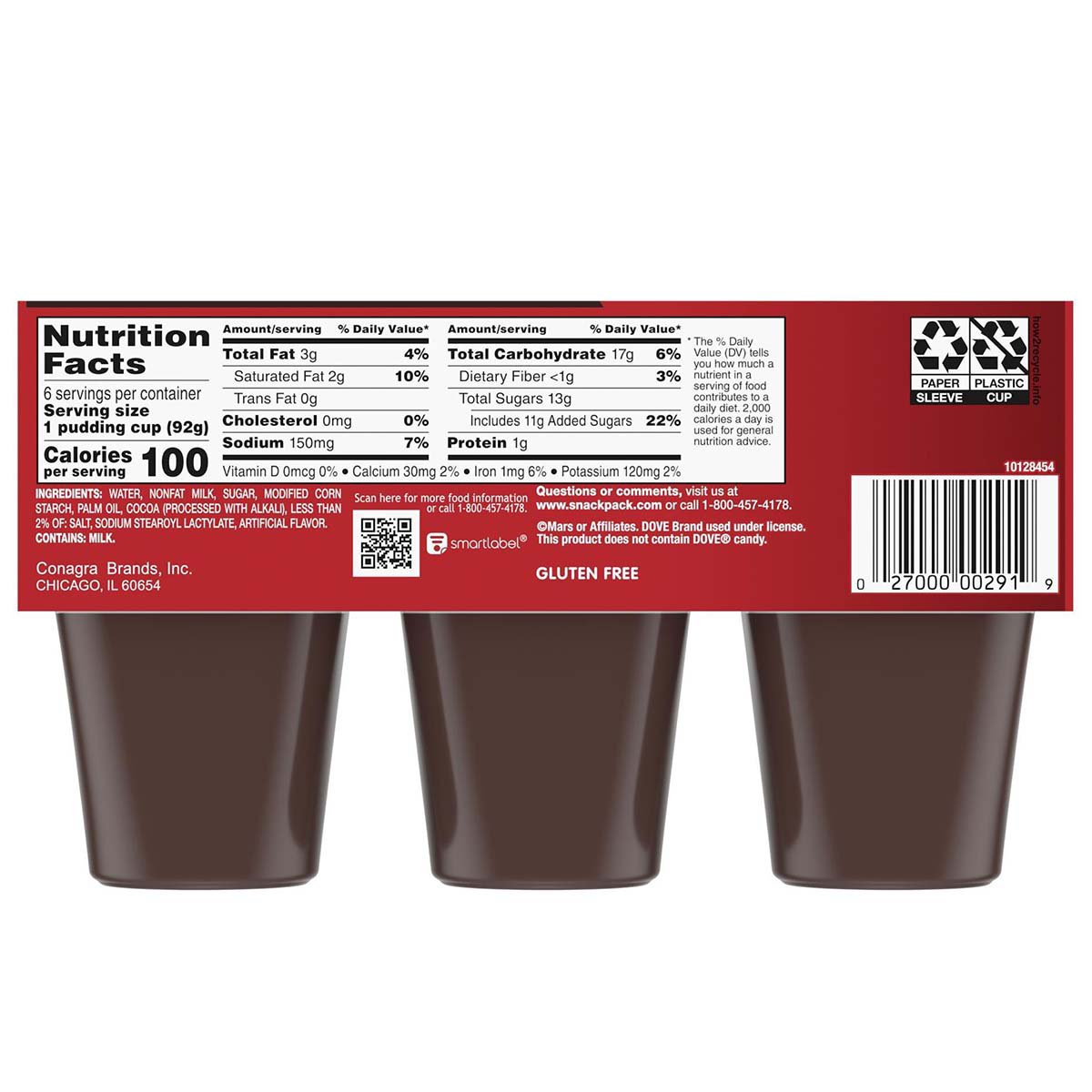 Snack Pack Dove Dark Chocolate Pudding Cups - Shop Pudding