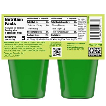 Snack Pack Zero Sugar Lemon Lime Gel Cups, 4 ct