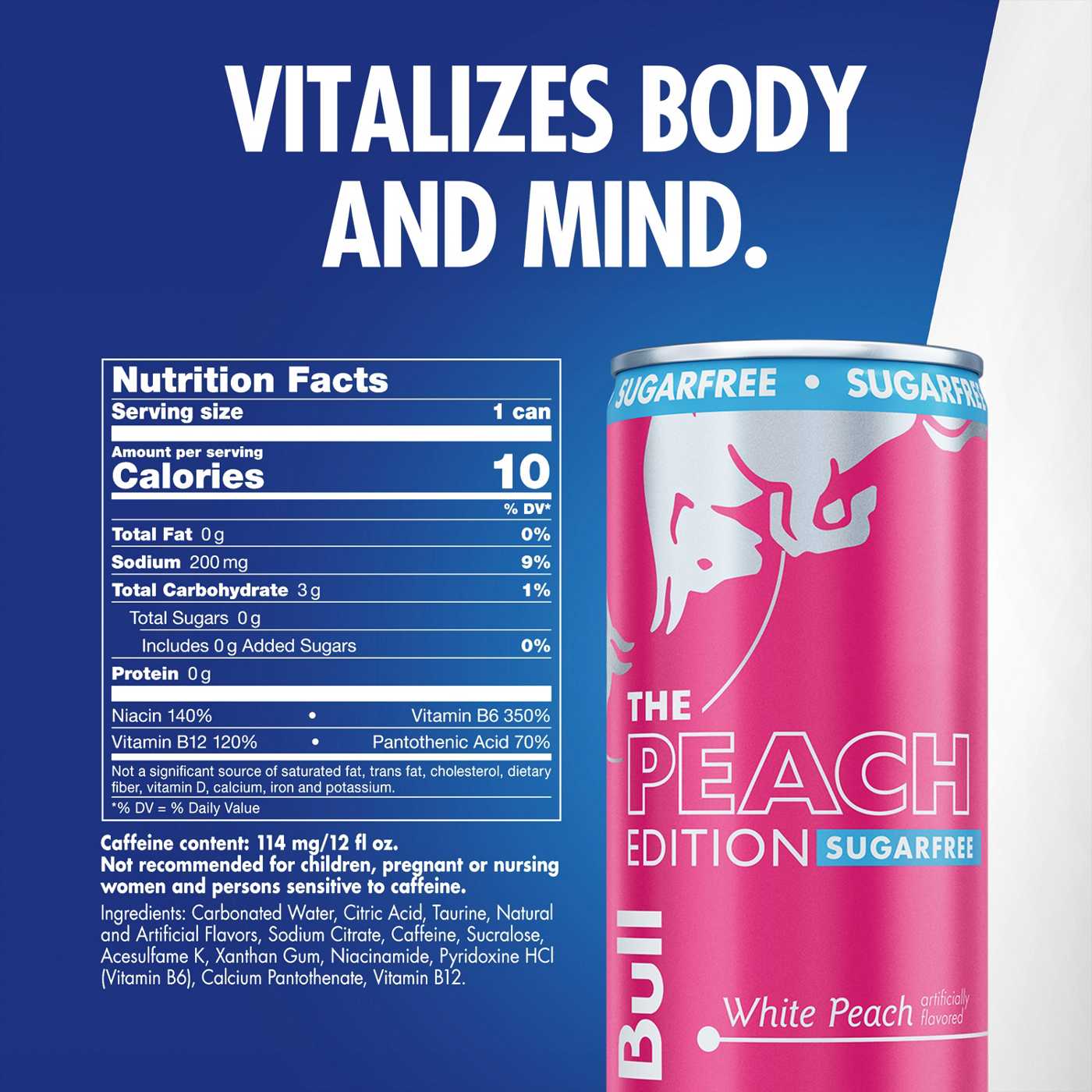 Red Bull Sugar Free Peach Edition Energy Drink - White Peach; image 2 of 5