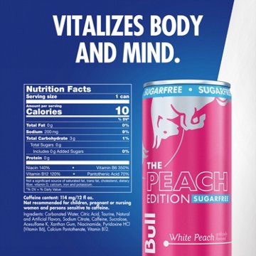 Red Bull Sugar Free Peach Edition Energy Drink - White Peach
