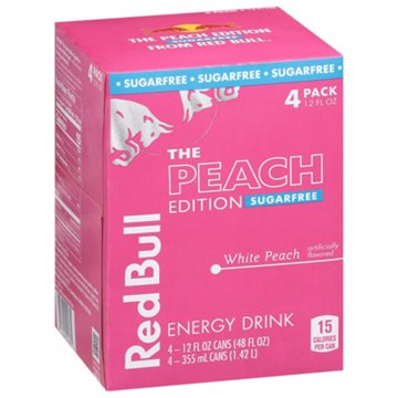 Red Bull Sugar Free Peach Edition White Peach Energy Drink 4 pk Cans