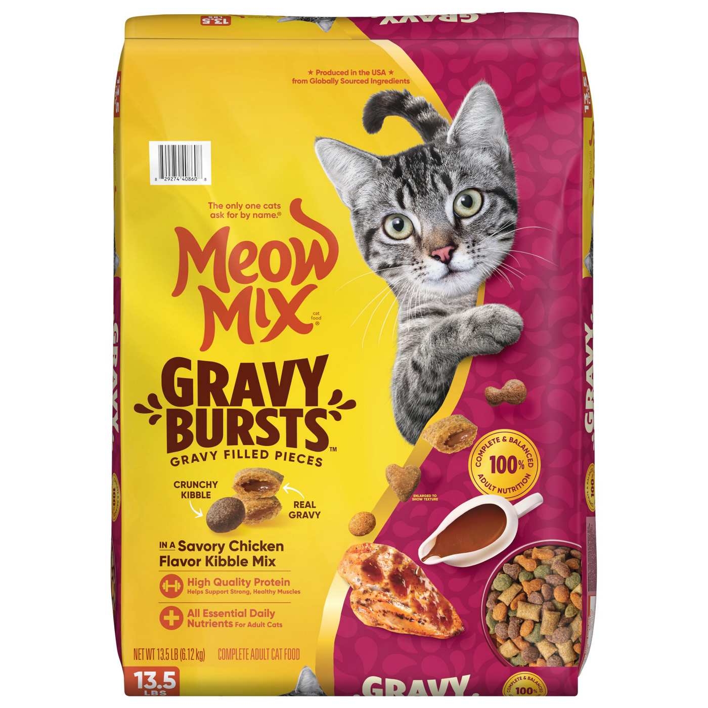 Meow Mix Gravy Bursts Cat Food - Savory Chicken Flavor Kibble Mix; image 1 of 8