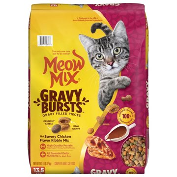 Meow Mix Gravy Bursts Cat Food - Savory Chicken Flavor Kibble Mix