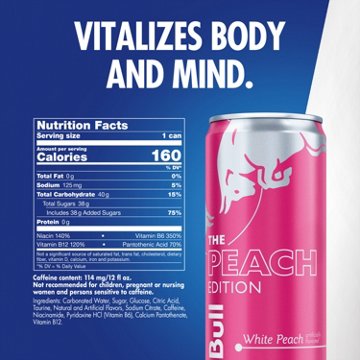 Red Bull Peach Edition Energy Drink 4 pk Cans - White Peach