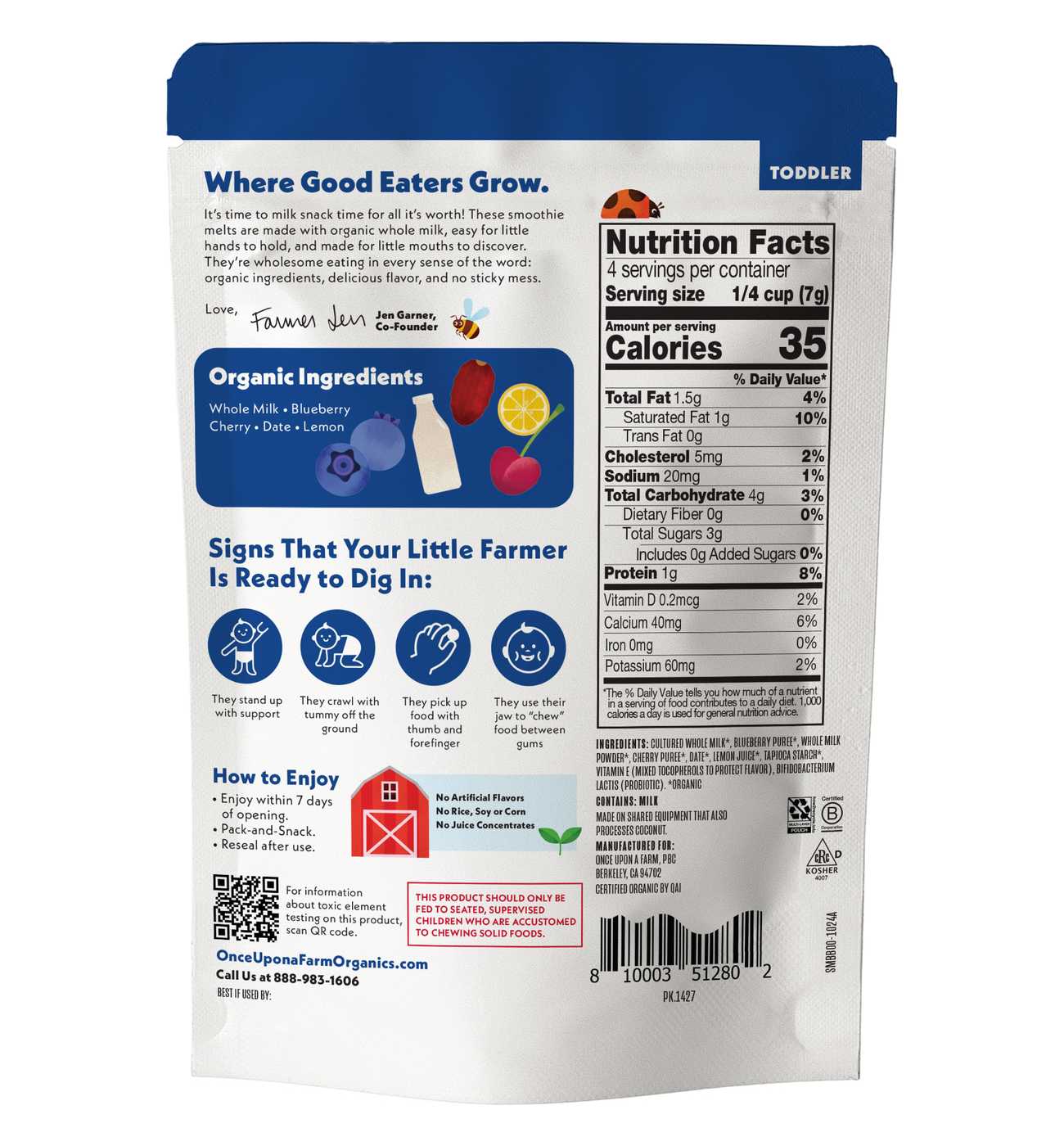 Once Upon a Farm Organic Smoothie Melts Blueberry Burst; image 2 of 2