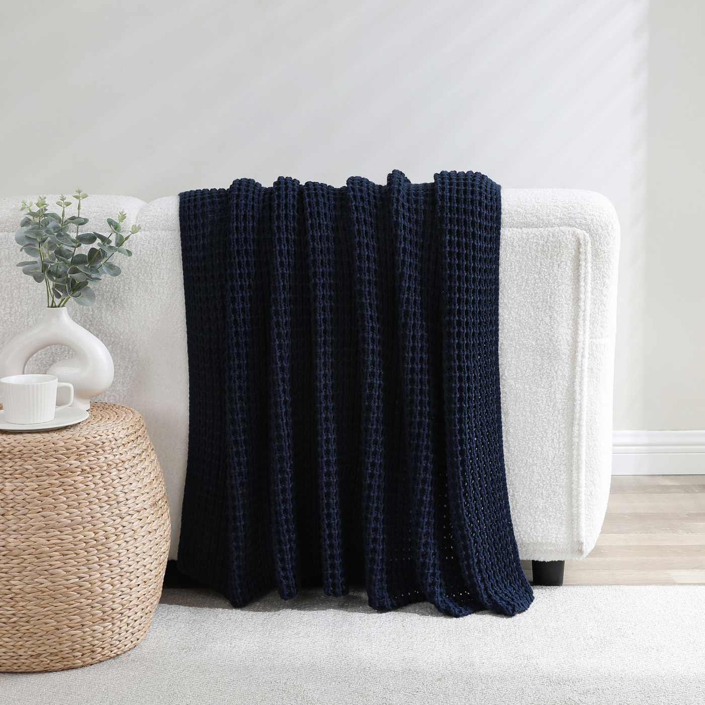 Haven + Key Oversized Knitted Throw Blanket - Blue - Shop Seasonal