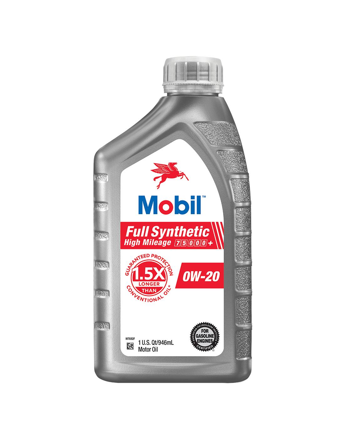 Mobil Full Synthetic High Mileage Motor Oil 0W-20; image 1 of 2