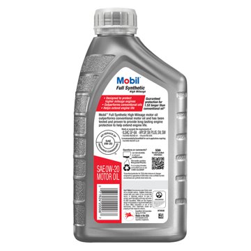 Mobil Full Synthetic High Mileage Motor Oil 0W-20, 1 qt