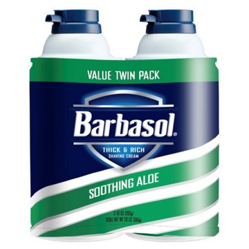 Barbasol Soothing Aloe Shaving Cream Twin Pack, 20 oz