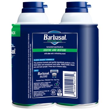 Barbasol Soothing Aloe Shaving Cream Twin Pack, 20 oz