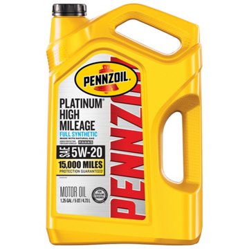Pennzoil Platinum High Mileage Full Synthetic 5W-20 Motor Oil, 5 qt