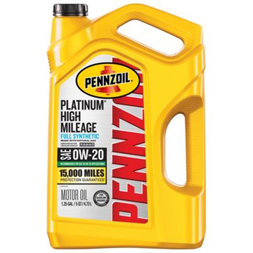 Pennzoil Platinum High Mileage Full Synthetic 0W-20 Motor Oil, 5 qt