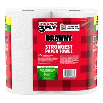 Brawny Tear-A-Square Paper Towels, 2 Triple Rolls