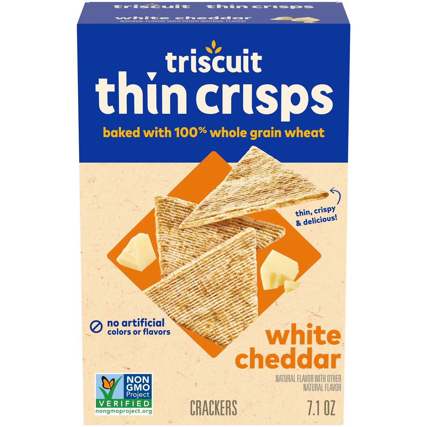Triscuit Thin Crisps White Cheddar Whole Grain Wheat Crackers; image 1 of 10