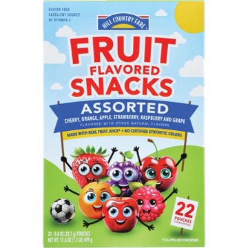 Hill Country Fare Fruit Snack 0.8 oz Pouches, 22 ct